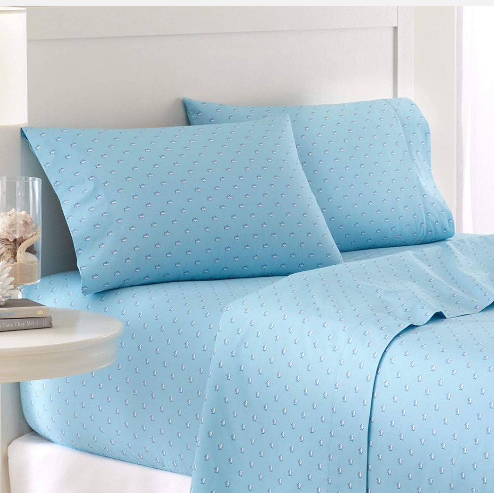 New Southern Tide full Size sheet set Skipjack, Blue Topaz - Picture 3 of 7